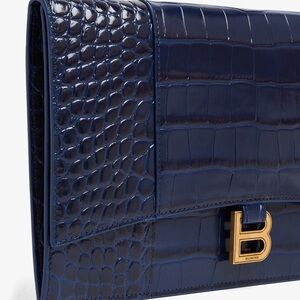 Balenciaga Midnight Blue Croc-Embossed Clutch